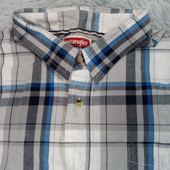 Wrangler Jeans Co Mens Shirt Button Up 2XL‎ Blue Rancher Chore Cotton XXL - Picture 6 of 11